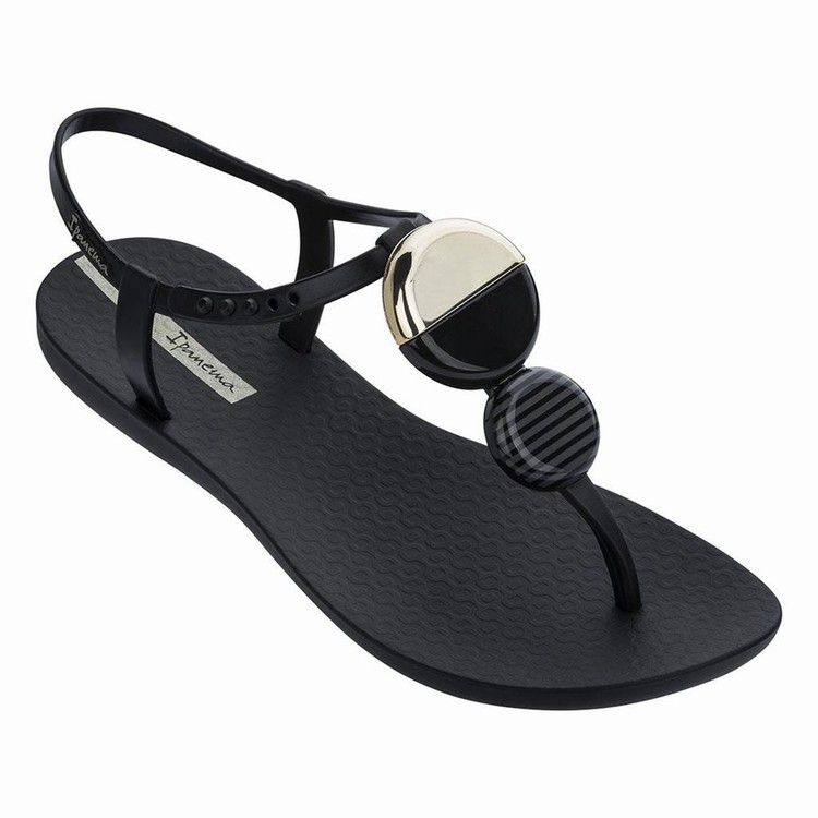 Sandales Ipanema Ella Noir Doré Femme | JGA-6392705