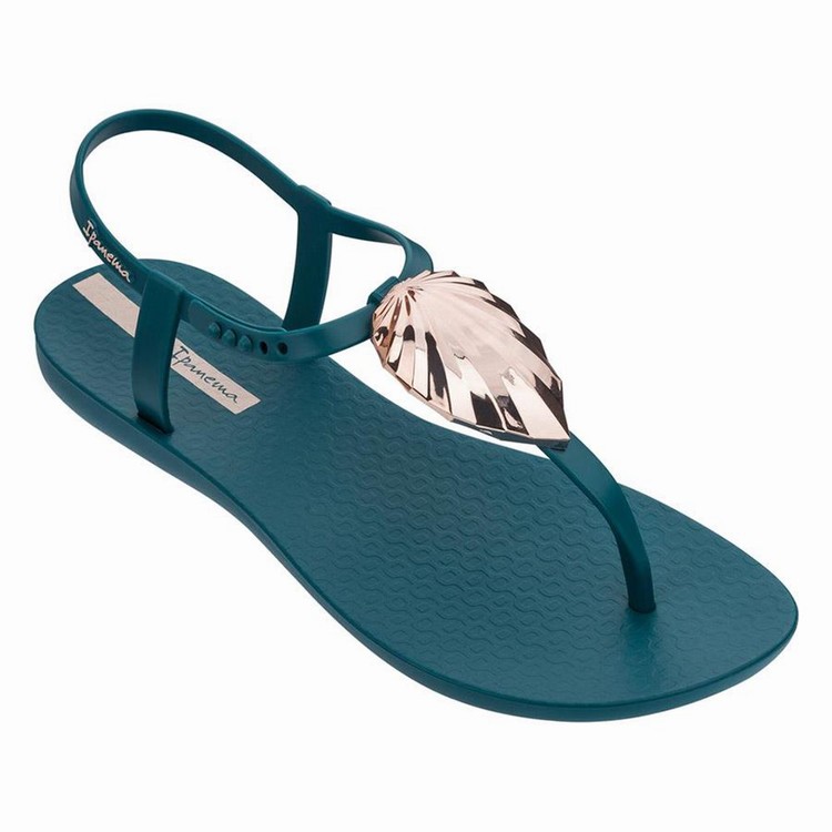 Sandales Ipanema Leaf Bleu Doré Femme | GRT-9778127