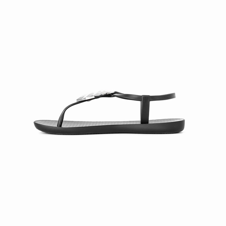 Sandales Ipanema Leaf Noir Argent Femme | VYK-4201430