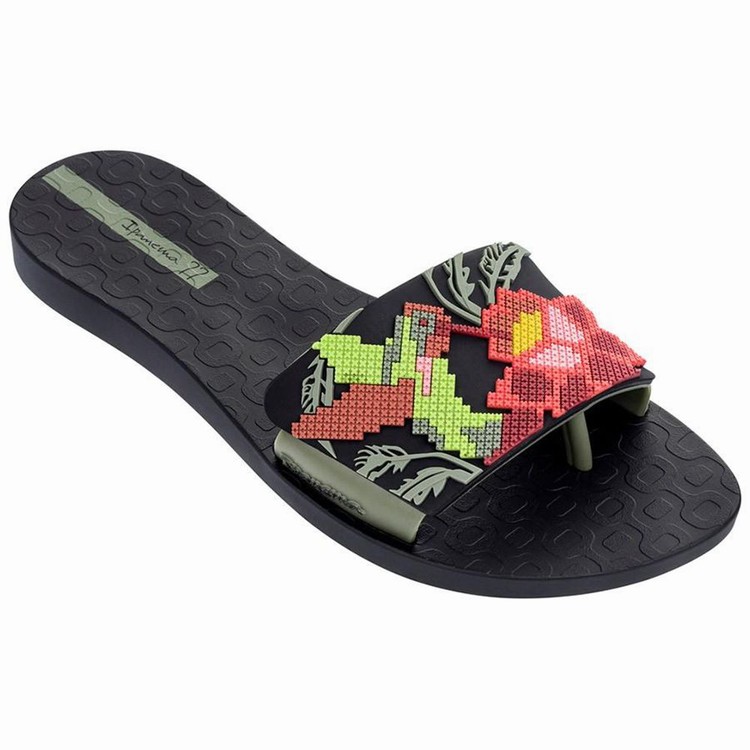 Sandales Ipanema Nectar Noir Vert Femme | HMF-1609182