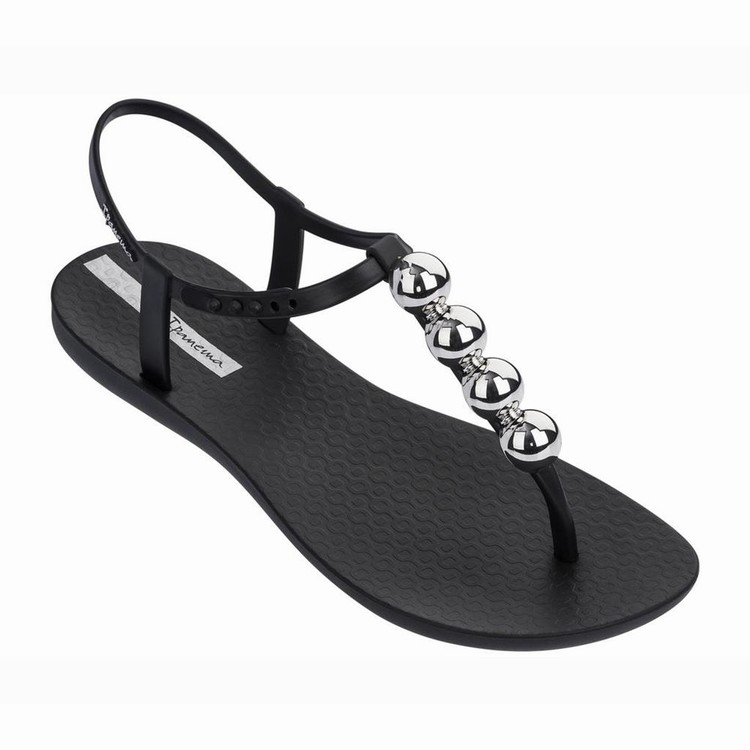 Sandales Ipanema Pearl Noir Argent Femme | CRU-4991526