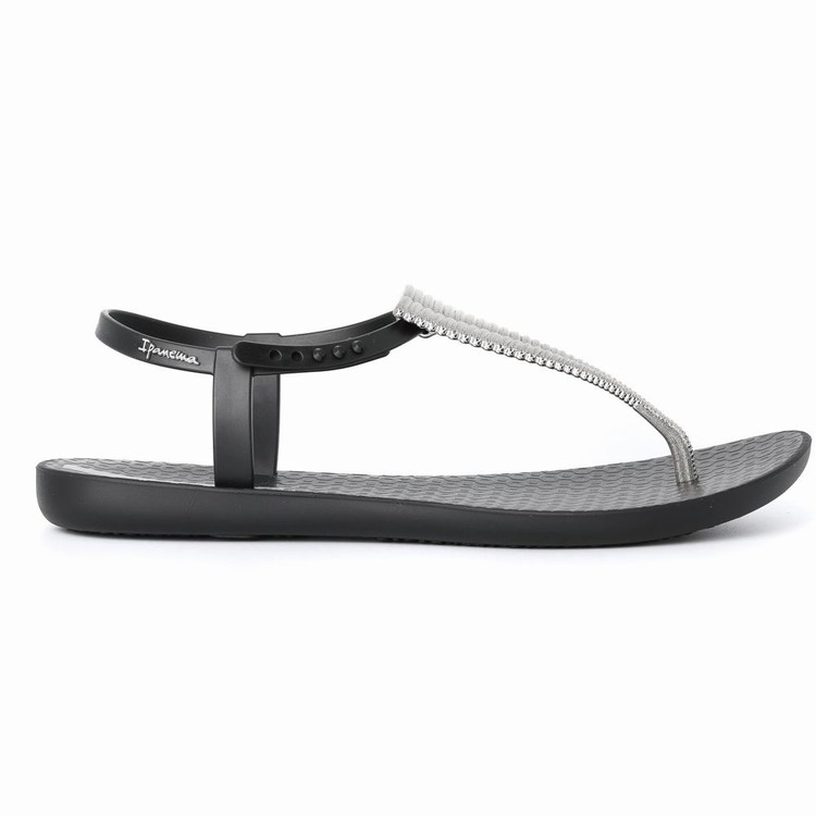 Sandales Ipanema Ribba Noir Argent Femme | QPO-3104773