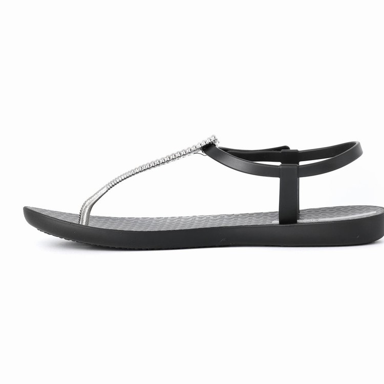 Sandales Ipanema Ribba Noir Argent Femme | QPO-3104773