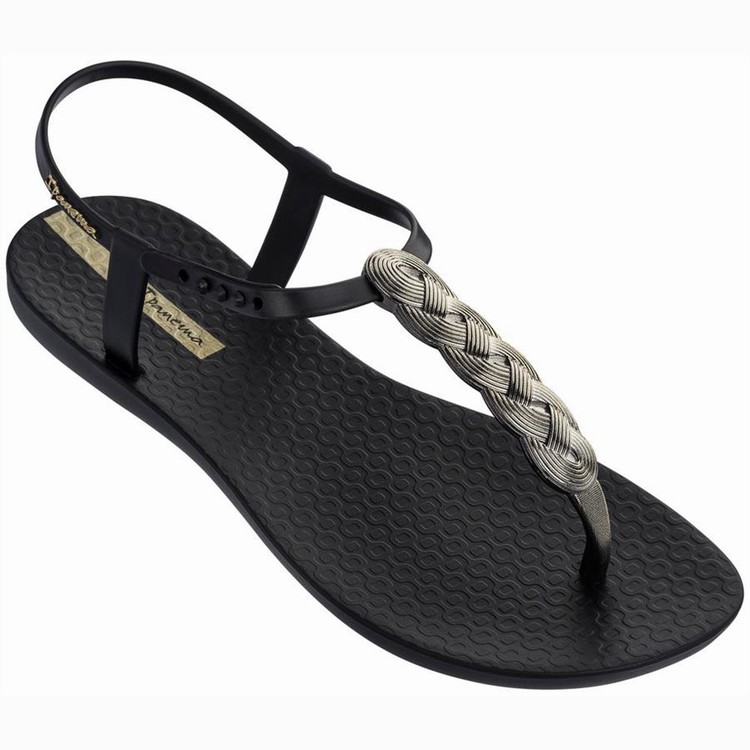 Sandales Ipanema Braid Noir Doré Femme | JMZ-9427203