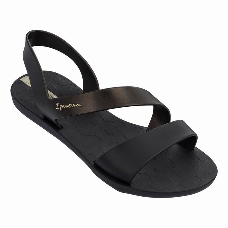 Sandales Ipanema Vibe Noir Doré Femme | YDD-5769491