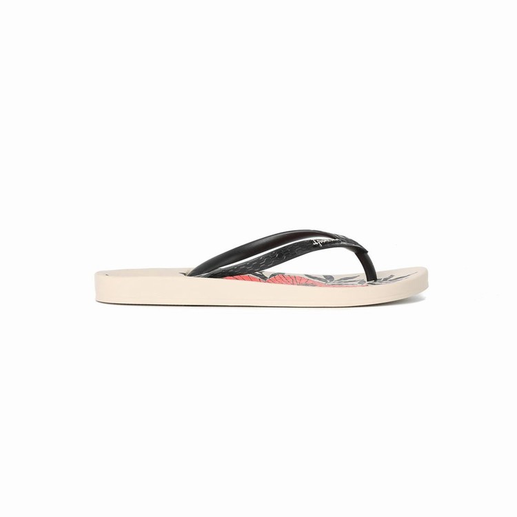 Tongs Ipanema Ana Hibiscus Beige Noir Orange Femme | RAN-0648782