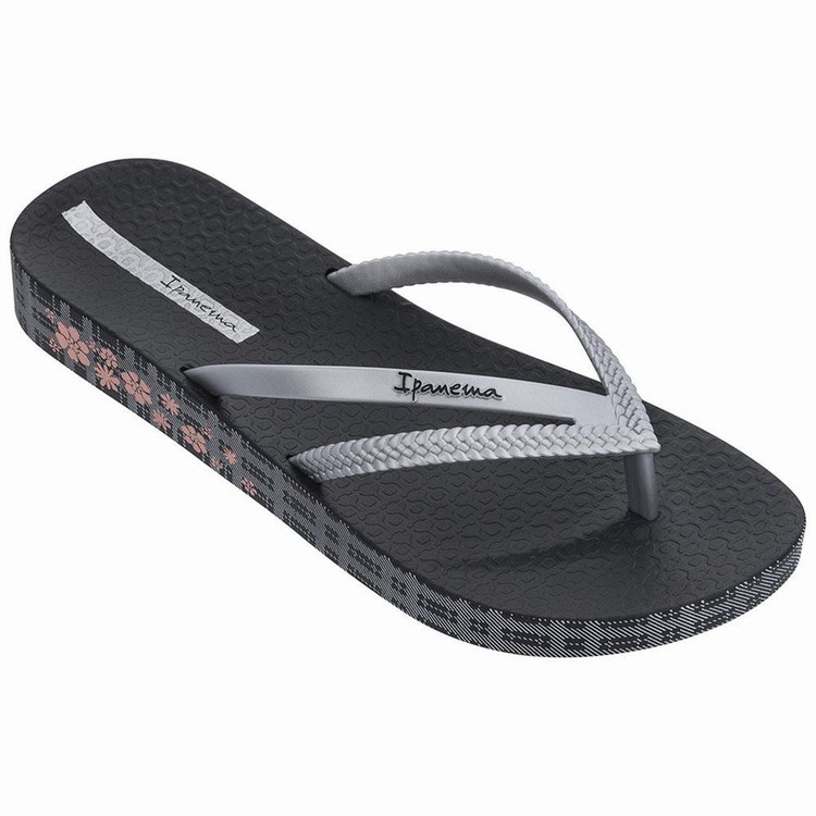 Tongs Ipanema Bossa Soft IV Noir Argent Femme | IVP-0013142