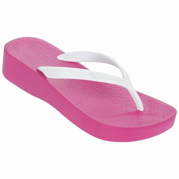 Tongs Ipanema Brasil Tropical Plat Rose Blanche Femme | DQU-1292159