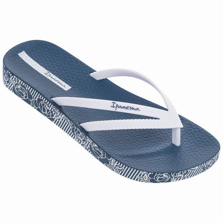 Tongs Ipanema Duet Plush Wedge Bleu Blanche Femme | UEO-6164075