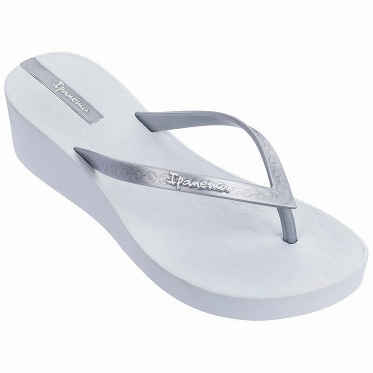 Tongs Ipanema Daisy Wedge Blanche Argent Femme | PBK-4927436