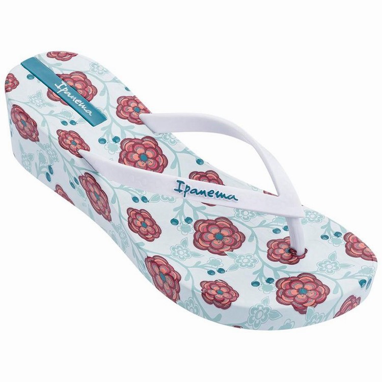 Tongs Ipanema Floral Plat Wedge Blanche Vert Femme | YNF-8842599