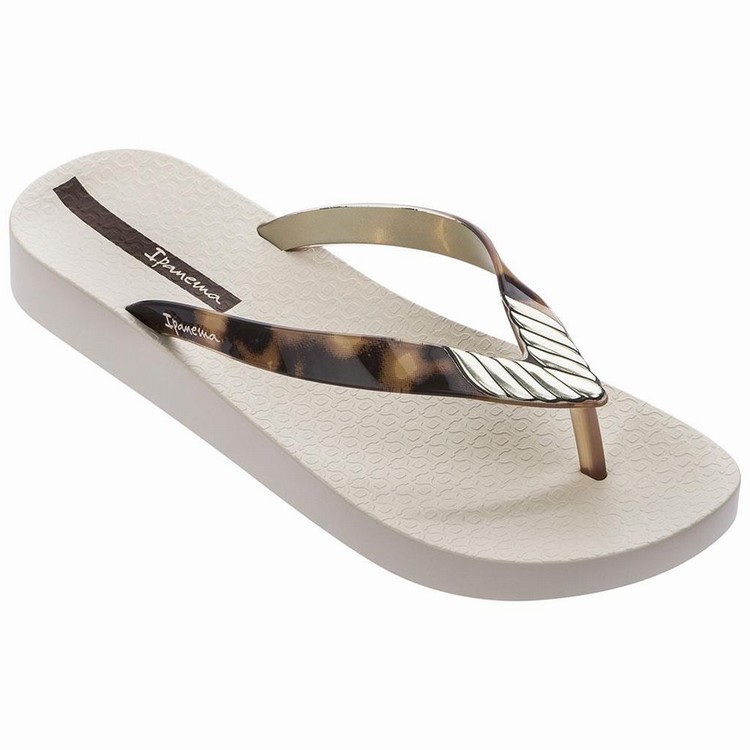 Tongs Ipanema Elegance Beige Marron Doré Femme | TQS-5953575