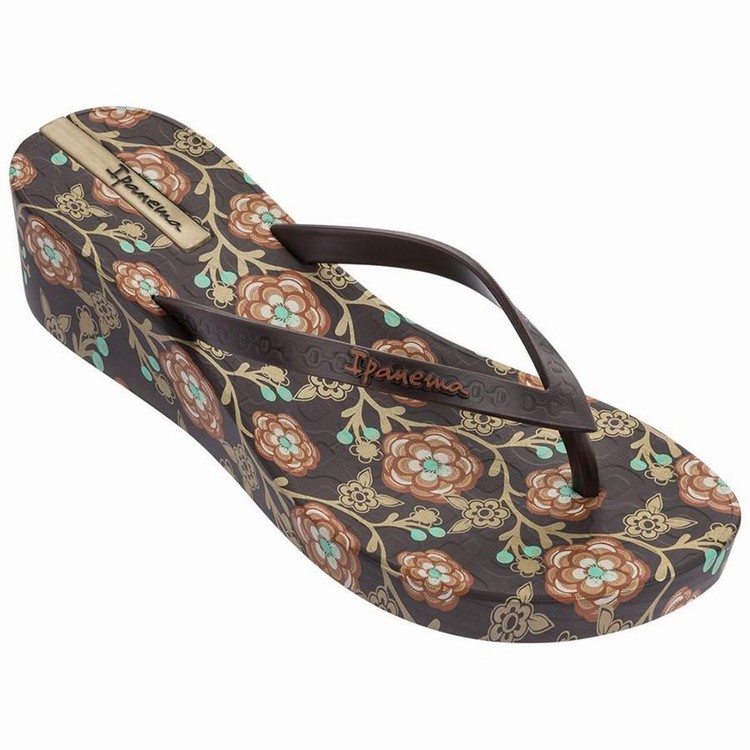 Tongs Ipanema Floral Plat Wedge Marron Femme | XGE-4493544