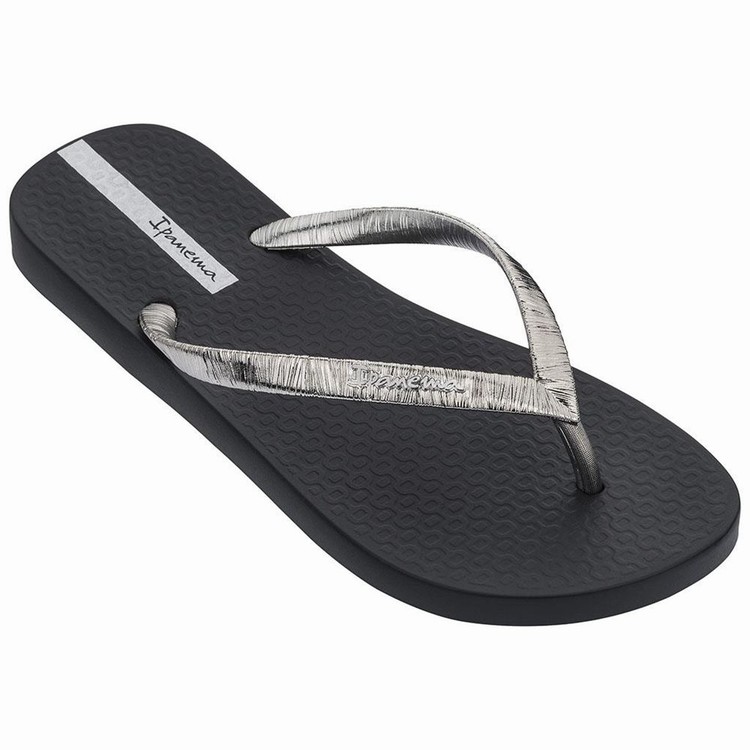 Tongs Ipanema Glam II Noir Argent Femme | DHA-0921013