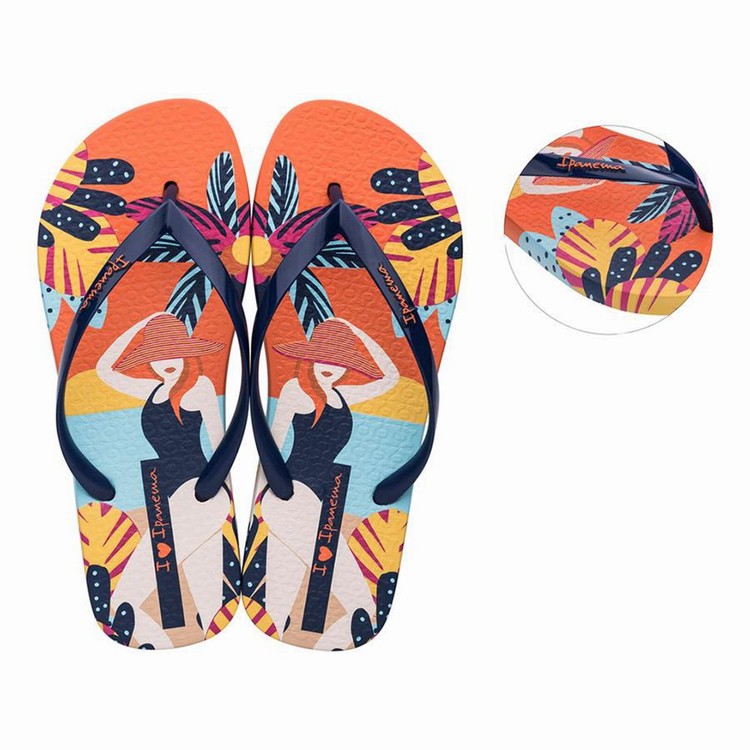 Tongs Ipanema I Love Sun Orange Bleu Femme | VBV-3690861