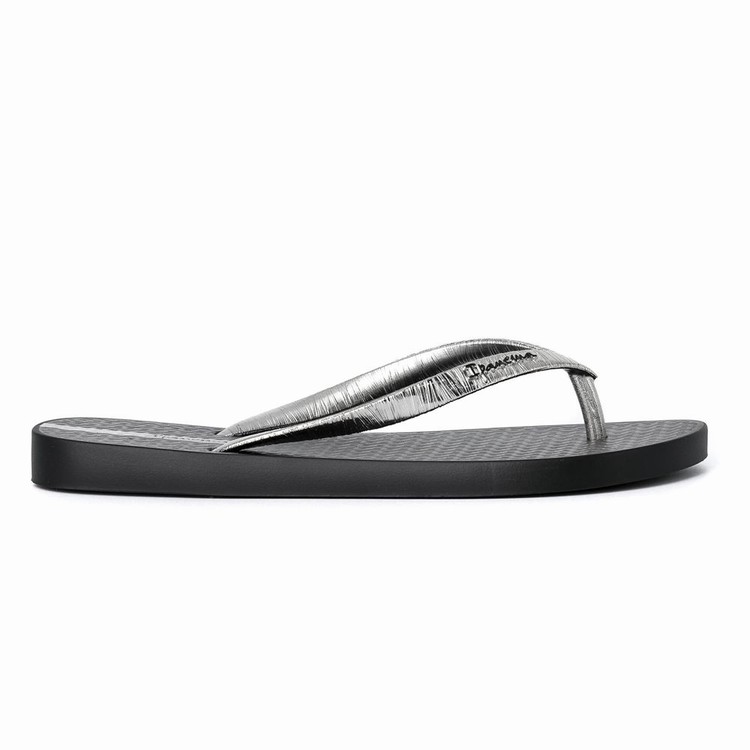 Tongs Ipanema Foil Noir Argent Femme | WNZ-8538941