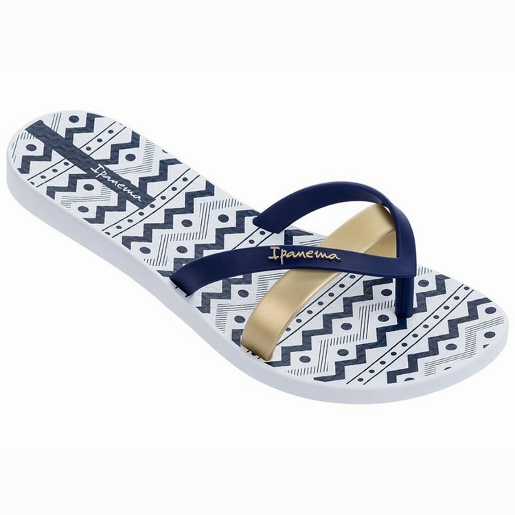 Tongs Ipanema Kirei Silk III Blanche Bleu Doré Femme | QQA-5845843