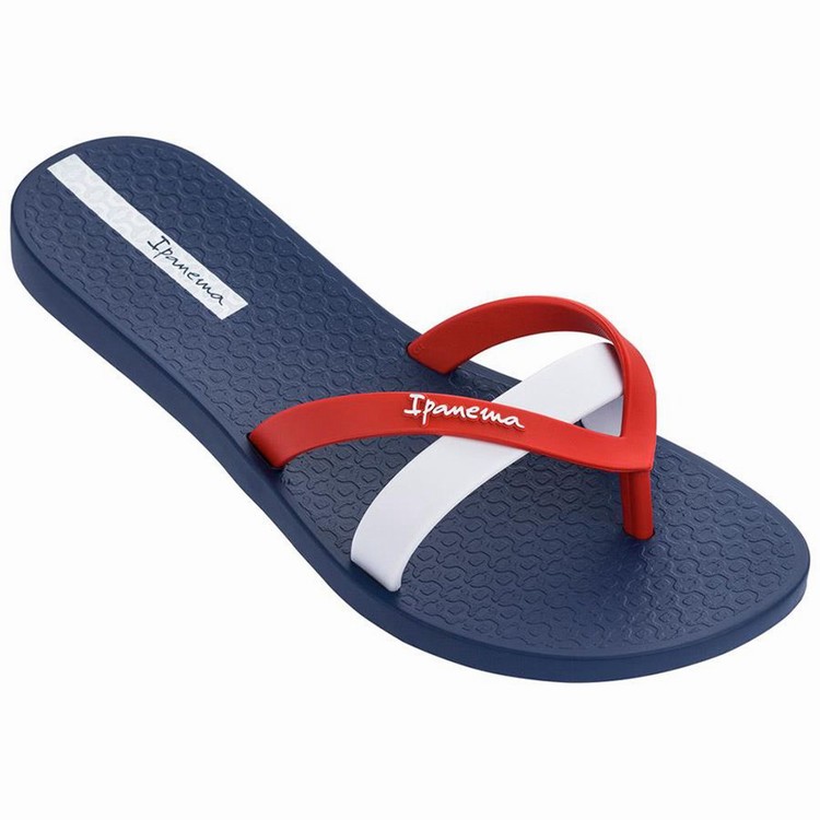 Tongs Ipanema Kirei Bleu Marine Rouge Blanche Femme | FNK-8616932