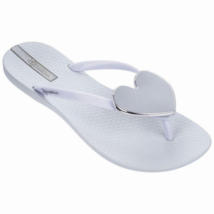 Tongs Ipanema Maxi Fashion II Blanche Argent Femme | TRN-8357164