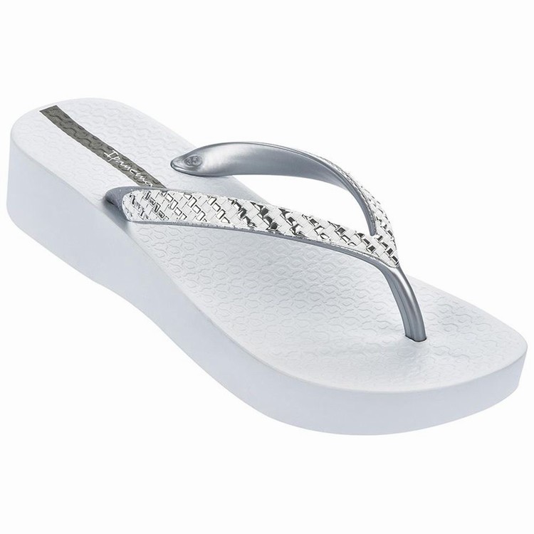 Tongs Ipanema Mesh Plat Blanche Argent Femme | CRE-3277831