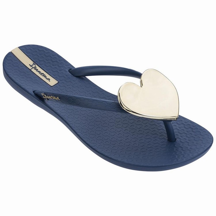 Tongs Ipanema Maxi Fashion II Bleu Marine Doré Femme | DHV-5559774