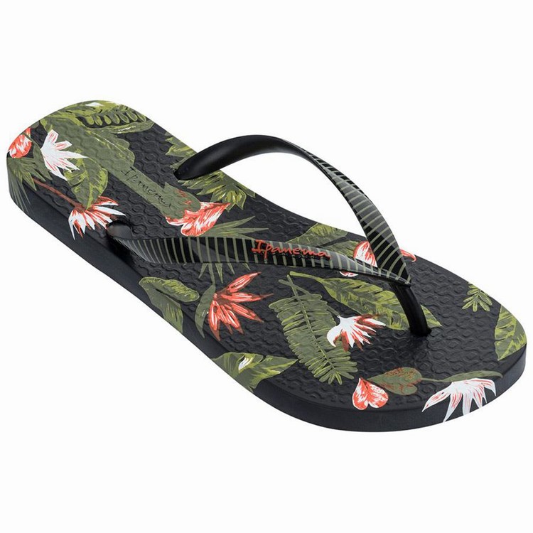 Tongs Ipanema Paradise Noir Vert Femme | RFH-8921865