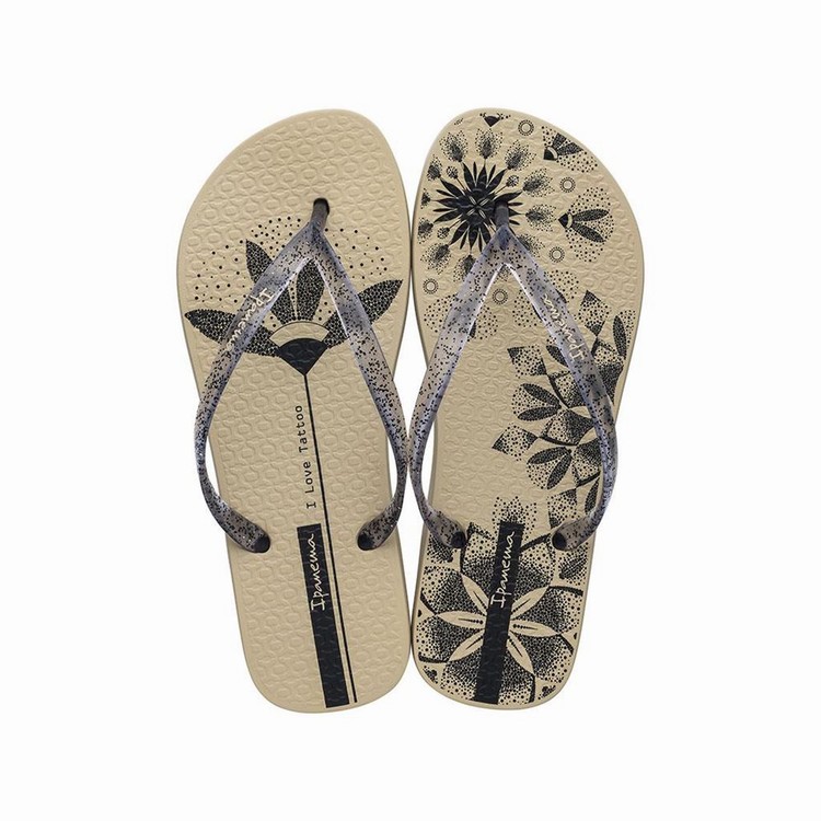 Tongs Ipanema Sem Igual Tattoo Beige Noir Femme | HFJ-3096676