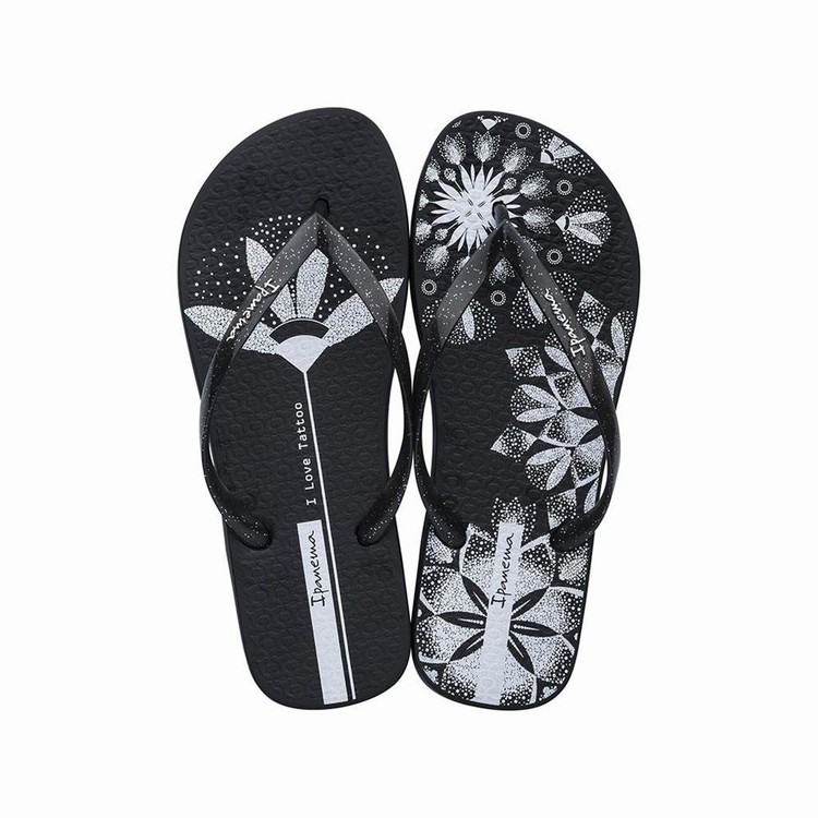 Tongs Ipanema Sem Igual Tattoo Noir Blanche Femme | EEE-9782288