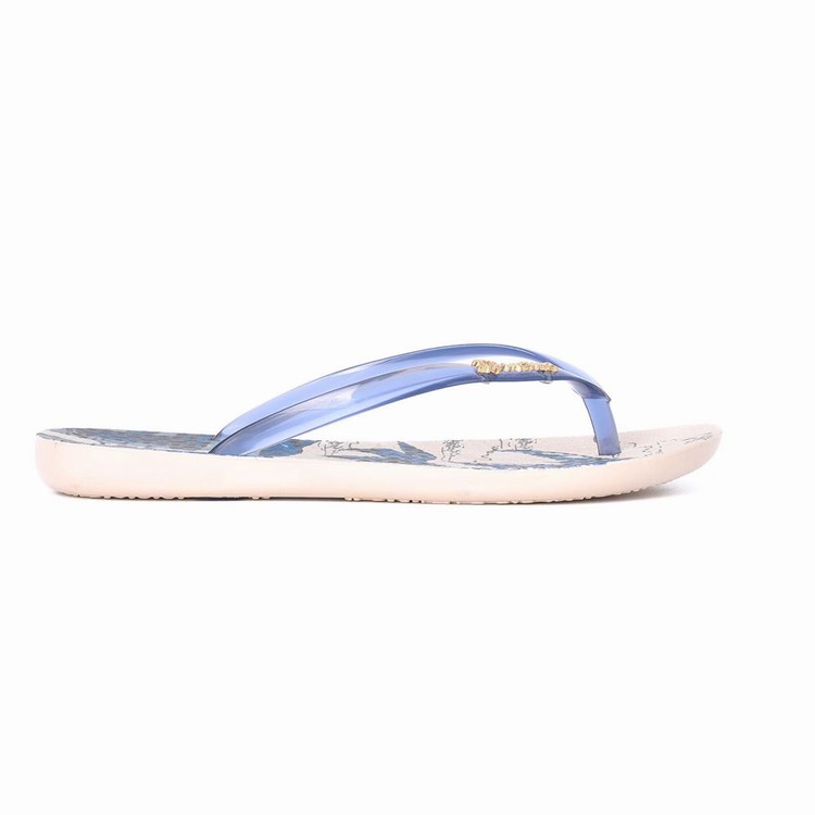 Tongs Ipanema Wave Natural Beige Bleu Femme | YZT-0698825