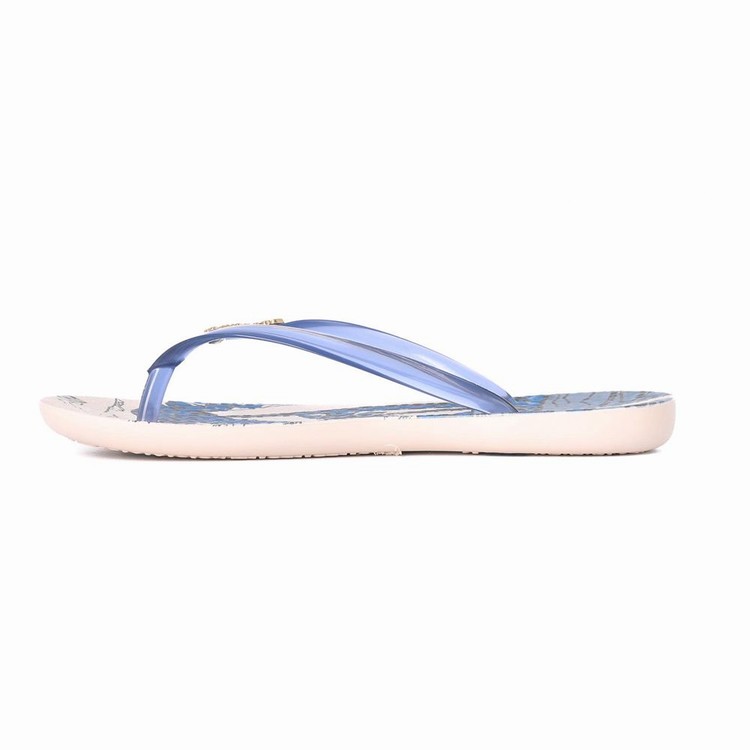 Tongs Ipanema Wave Natural Beige Bleu Femme | YZT-0698825