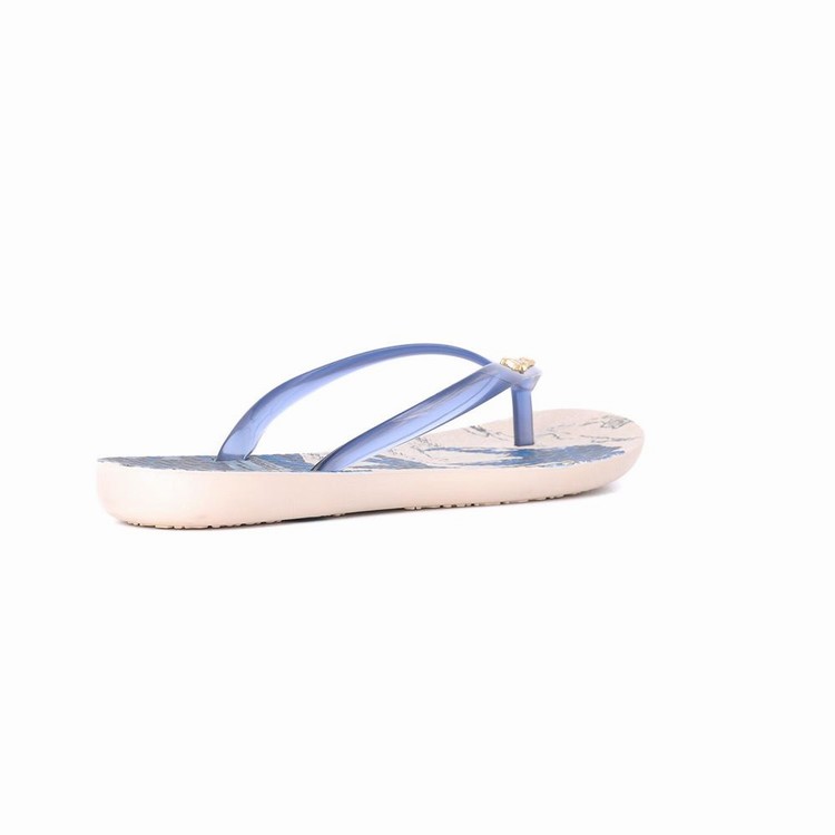 Tongs Ipanema Wave Natural Beige Bleu Femme | YZT-0698825