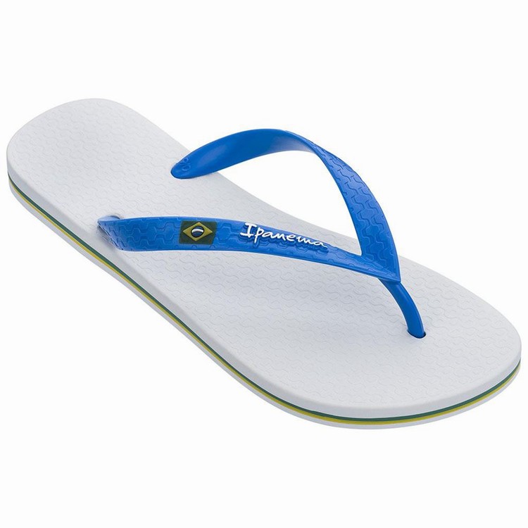 Tongs Ipanema Brasil Classic II Ad Blanche Bleu Homme | KWX-5535768