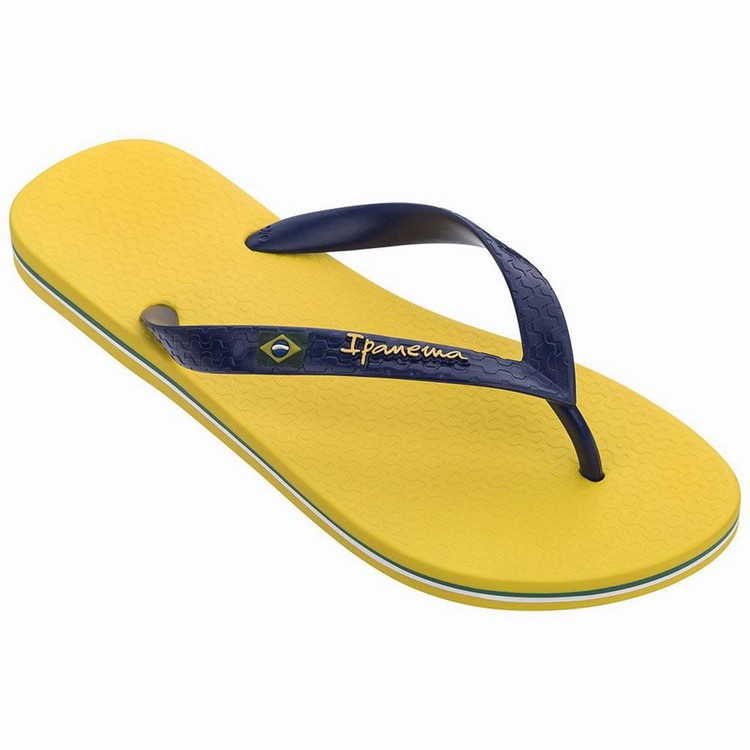 Tongs Ipanema Brasil Classic II Ad Jaune Bleu Homme | XFR-4399123